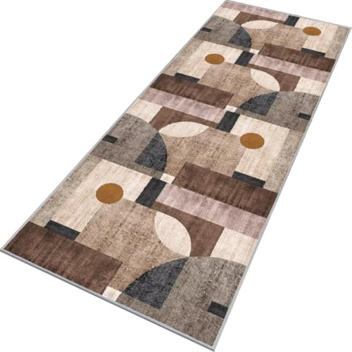 Rglxing Teppich Läufer Flur rutschfest Küchenteppich Fußmatte 40X80CM Waschbar Braun Grau Teppichläufer Meterware Schmutzfangmatte Teppichläufer für Flur Küche Eingang Wohnzimmer Schlafzimmer von Rglxing