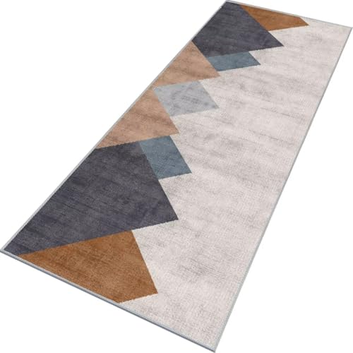 Rglxing Teppich Läufer Flur rutschfest Küchenteppich Fußmatte 50X160CM Waschbar Grau Blau Teppichläufer Meterware Schmutzfangmatte Teppichläufer für Flur Küche Eingang Wohnzimmer Schlafzimmer von Rglxing