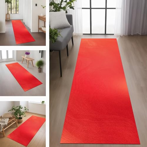 Rglxing Teppich Läufer Flur rutschfest Küchenteppich Fußmatte 60X140CM Waschbar Rot Gelb Teppichläufer Meterware Schmutzfangmatte Teppichläufer für Flur Küche Eingang Wohnzimmer Schlafzimmer von Rglxing