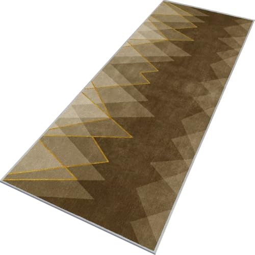 Rglxing Teppich Läufer Flur rutschfest Küchenteppich Fußmatte 60X160CM Waschbar Braun Orange Teppichläufer Meterware Schmutzfangmatte Teppichläufer für Flur Küche Eingang Wohnzimmer Schlafzimmer von Rglxing