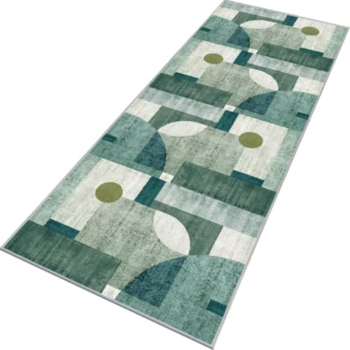 Rglxing Teppich Läufer Flur rutschfest Küchenteppich Fußmatte 70X120CM Waschbar Grün Teppichläufer Meterware Schmutzfangmatte Teppichläufer für Flur Küche Eingang Wohnzimmer Schlafzimmer von Rglxing