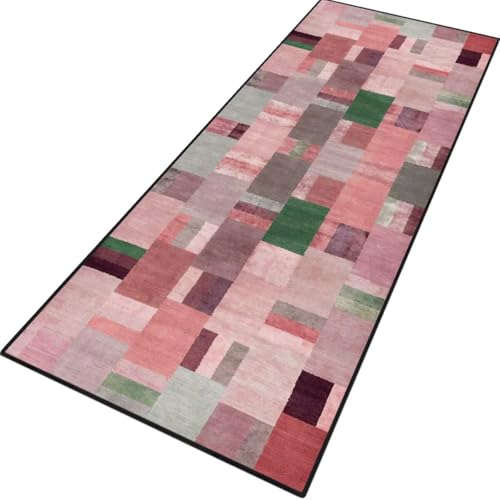 Rglxing Teppich Läufer Flur rutschfest Küchenteppich Fußmatte 70X150CM Waschbar Rot Grün Modern Teppichläufer Meterware Schmutzfangmatte Teppichläufer für Flur Küche Eingang Wohnzimmer Schlafzimmer von Rglxing