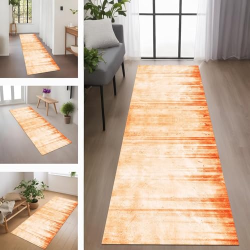 Rglxing Teppich Läufer Flur rutschfest Küchenteppich Fußmatte 70X250CM Waschbar Orange Rot Teppichläufer Meterware Schmutzfangmatte Teppichläufer für Flur Küche Eingang Wohnzimmer Schlafzimmer von Rglxing