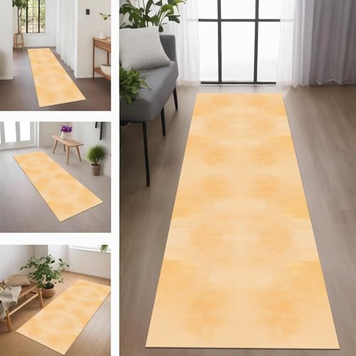 Rglxing Teppich Läufer Flur rutschfest Küchenteppich Fußmatte 80X160CM Waschbar Orange Gelb Teppichläufer Meterware Schmutzfangmatte Teppichläufer für Flur Küche Eingang Wohnzimmer Schlafzimmer von Rglxing