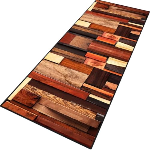 Rglxing Teppich Läufer Flur rutschfest Küchenteppich Fußmatte 90X160CM Waschbar Orange Rot Teppichläufer Meterware Schmutzfangmatte Teppichläufer für Flur Küche Eingang Wohnzimmer Schlafzimmer von Rglxing