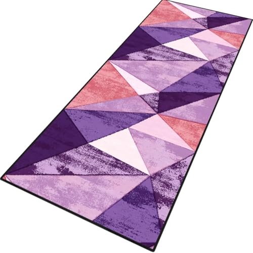Teppich Läufer Flur rutschfest Küchenteppich Fußmatte 120X350CM Waschbar Violett Rot Modern Teppichläufer Meterware Schmutzfangmatte Teppichläufer für Flur Küche Eingang Wohnzimmer Schlafzimmer von Rglxing
