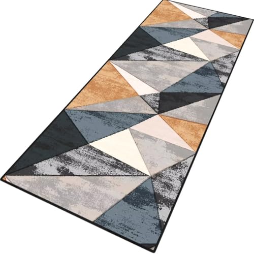 Teppich Läufer Flur rutschfest Küchenteppich Fußmatte 40X150CM Waschbar Grau Orange Modern Teppichläufer Meterware Schmutzfangmatte Teppichläufer für Flur Küche Eingang Wohnzimmer Schlafzimmer von Rglxing