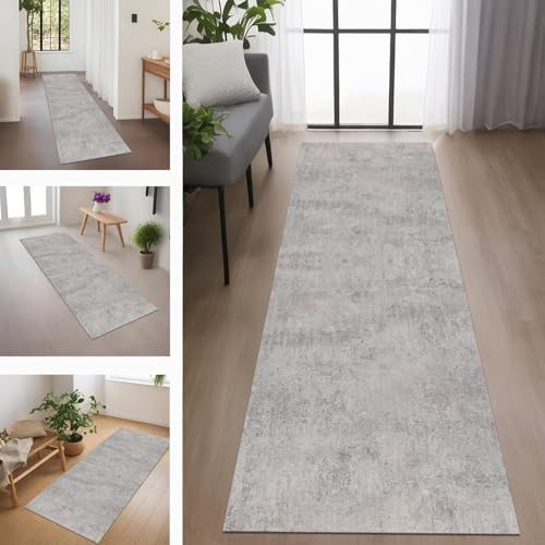 Teppich Läufer Flur rutschfest Küchenteppich Fußmatte 40X500CM Waschbar Grau Braun Abstrakt Teppichläufer Meterware Schmutzfangmatte Teppichläufer für Flur Küche Eingang Wohnzimmer Schlafzimmer von Rglxing