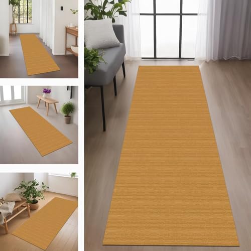 Teppich Läufer Flur rutschfest Küchenteppich Fußmatte 70X200CM Waschbar Braun Orange Gelb Grün Teppichläufer Meterware Schmutzfangmatte Teppichläufer für Flur Küche Eingang Wohnzimmer Schlafzimmer von Rglxing
