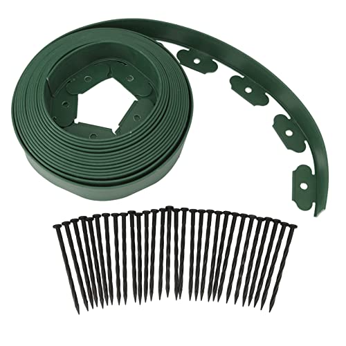 Effortless Landscape Edging Kit | L Shaped PE Material for Simple Installation | Lawn/Garden/Flower Bed Border | 30 Nails Included, 393.7in Length (Green) von Rhawuy