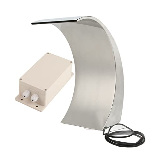 Rhawuy Edelstahl Pool Wasserfall Brunnen | 304 Edelstahl mit farbenfrohen LED/abgerundetem Lichtbogen Design | G1 1/2 Interner Faden für Schwimmbad/Garten/Spielplatz von Rhawuy