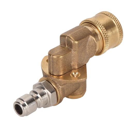 Rhawuy Quick Connect Pivoting Coppler 1 / 4in | 4500psi Hochdruckreiniger Düse | Einstellbarer Winkel für Garten/Auto/Terrasse Wartung | Leck - Messinganpassung (5 Level) von Rhawuy