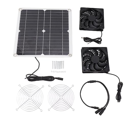 Rhawuy Solar Fan Kit 12W 12V | Dual Fan with High Efficiency Solar Panel for Outdoor/Indoor/Greenhouse Use | Portable Cooling Fan with Adjustable Speed, Low Noise Rhawuy Solar Fan Kit 12W 12V | Dual Fan with High Efficiency Solar Panel for Outdoor/Indoor/Greenhouse Use | Portable Cooling Fan with Adjustable Speed, Low Noise von Rhawuy