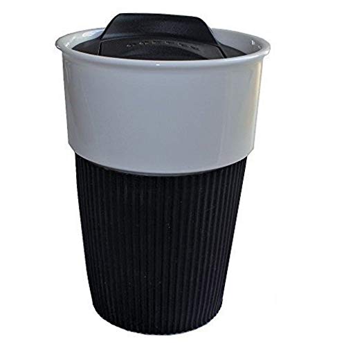 RheVeTec RheFLEX Kaffeebecher to go Porzellan/Travel Mug 350ml Neuheit 3 Farben (Schwarz) von RheVeTec RheFLEX