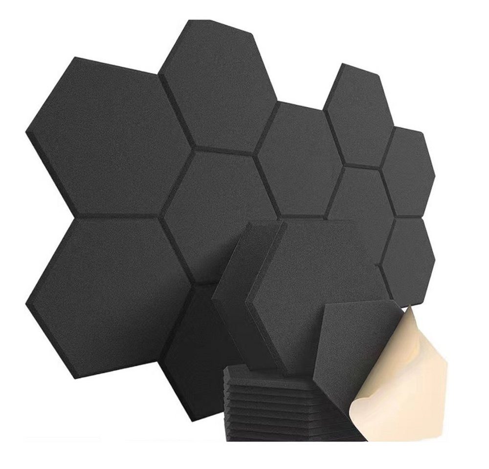 Rhein Beleuchtung Akustikplatte 12 Stück Selbstklebend Akustikplatten(Sechseck), (akustikpaneele selbstklebendm, akustik paneele, schallabsorber), Schallschutz mit hoher Dichte für Wand Decken Holz & Tür von Rhein Beleuchtung