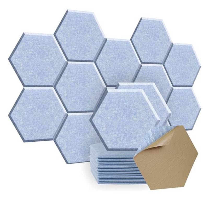 Rhein Beleuchtung Akustikplatte 12 Stück Selbstklebend Akustikplatten(Sechseck), (akustikpaneele selbstklebendm, akustik paneele, schallabsorber), Schallschutz mit hoher Dichte für Wand Decken Holz & Tür von Rhein Beleuchtung