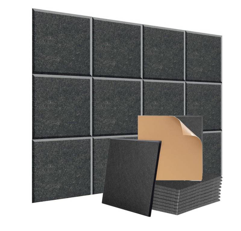 Rhein Beleuchtung Akustikplatte 12 Stück Selbstklebend Akustikplatten (30x30x0,9 cm), (akustikpaneele selbstklebendm, akustik paneele, schallabsorber), Schallschutz mit hoher Dichte für Wand Decken Holz & Tür von Rhein Beleuchtung