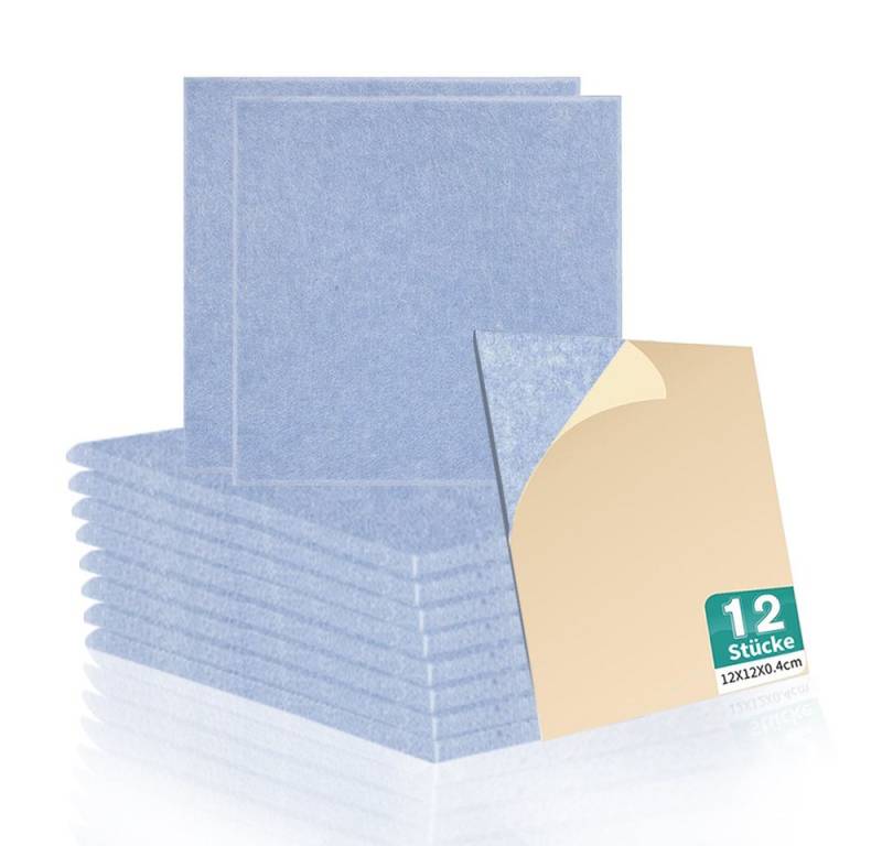 Rhein Beleuchtung Akustikplatte 12 Stück Selbstklebend Akustikplatten (30x30x0,9 cm), (akustikpaneele selbstklebendm, akustik paneele, schallabsorber), Schallschutz mit hoher Dichte für Wand Decken Holz & Tür von Rhein Beleuchtung