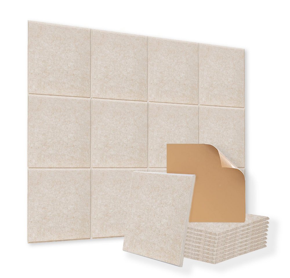 Rhein Beleuchtung Akustikplatte 12 Stück Selbstklebend Akustikplatten (30x30x0,9 cm), (akustikpaneele selbstklebendm, akustik paneele, schallabsorber), Schallschutz mit hoher Dichte für Wand Decken Holz & Tür von Rhein Beleuchtung