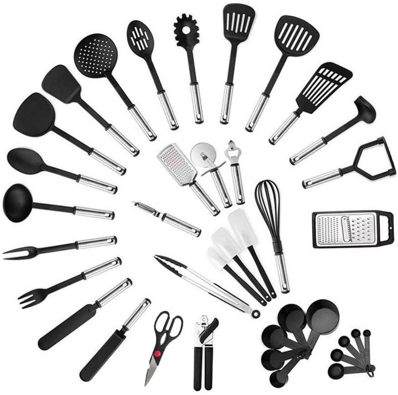Rhein Beleuchtung Kochbesteck-Set Silikon-Kochgeschirr-Set(38-teilig), Antihaft-Spatel, Küchenutensilien (38-tlg., Kochbesteck-Set, Löffel-Set, Küchenutensilien zum Backen), Ergonomischer Griff, hitze- und kältebeständig, einfach aufzuhängen von Rhein Beleuchtung