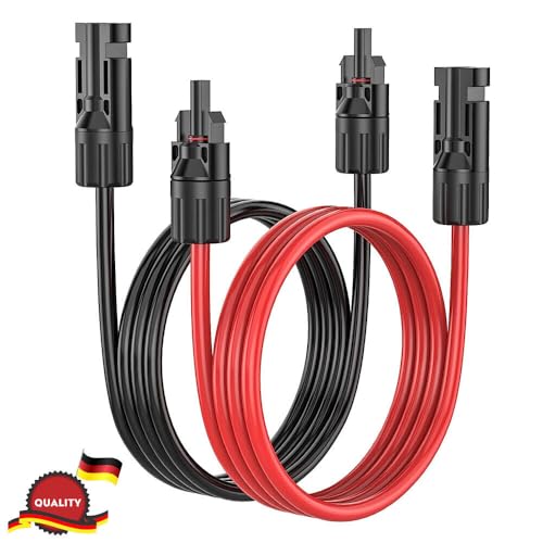 Rhein Beleuchtung Solarkabel H1Z2Z2-K 4mm2, Solarkabel Verlängerung mit Solarstecker, PV Kabel beidseitig rot/schwarz - Photovoltaik Kabel mit Stecker für PV Solaranlage (3MX4mm2) von Rhein Beleuchtung