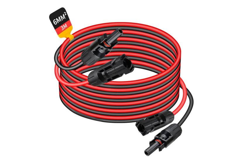 Rhein Beleuchtung Solarmodul Solarkabel, Verlängerungskabel mit Solarstecker (rot/schwarz, 6 mm), IP67 wasserdicht, alterungsbeständig, für Solarmodul-Panelsf von Rhein Beleuchtung