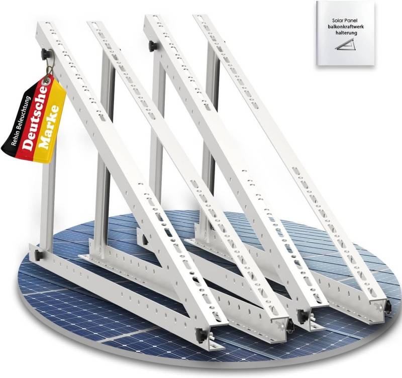 Rhein Beleuchtung Solarmodul Verstellbare Solarmodul-Halterung – 114 cm oder 118 cm, (4-St., Für PV-Module bis 119 cm, inkl. Montageset), 0–90° Neigungswinkel, wetterfeste Aluminiumlegierung von Rhein Beleuchtung