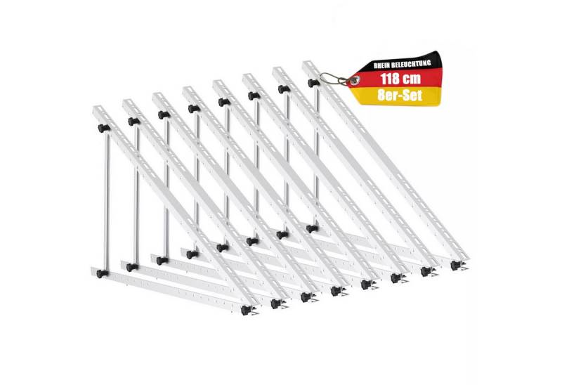Rhein Beleuchtung Solarmodul Verstellbare Solarmodul-Halterung – 114 cm oder 118 cm, (8-St., Für PV-Module bis 119 cm, inkl. Montageset), 0–90° Neigungswinkel, wetterfeste Aluminiumlegierung von Rhein Beleuchtung