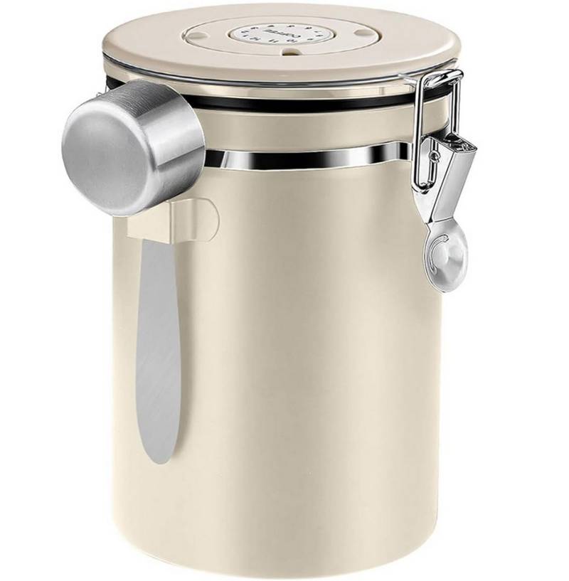 Rhein Beleuchtung Kaffeedose Kaffeedose luftdicht mit Datumsmarkierung, luftdichte aufbewahrungsbox, (Edelstahl, für die Aufbewahrung von Kaffeebohnen, Süßigkeiten, Nüssen), Einweg-Auslassventil, feuchtigkeitsbeständig, mit Löffel von Rhein Beleuchtung