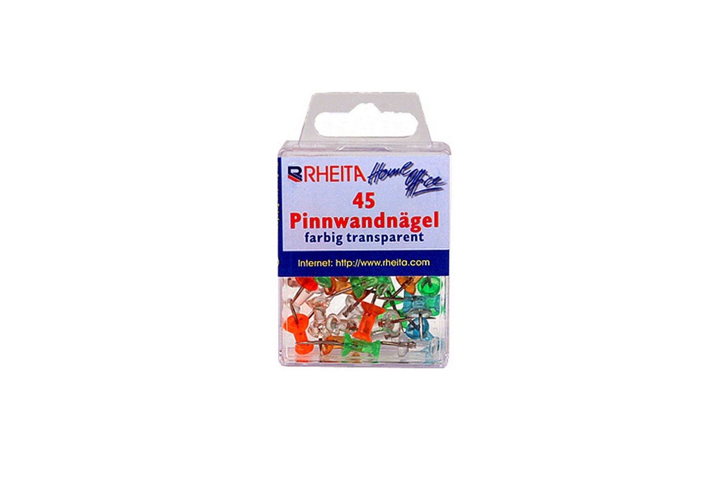 Rheita Pinnwand 225 (5x 45) Pinnwandnadeln / farbig transparent von Rheita