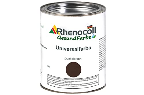 Rhenocoll Universalfarbe für Holz, Metall und Stein – Holzfarbe innen und außen – Wetterfeste Deckfarbe auf Wasserbasis – Metall-Farbe Dunkelbraun seidenmatt 2,5 l von Rhenocoll