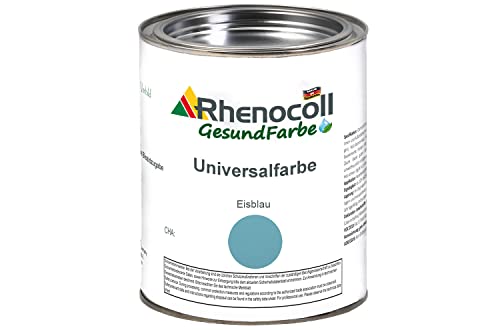 Rhenocoll Universalfarbe für Holz, Metall und Stein – Holzfarbe innen und außen – Wetterfeste Deckfarbe auf Wasserbasis – Metall-Farbe Eisblau seidenmatt 1 l von Rhenocoll