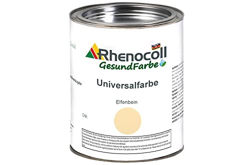 Rhenocoll Universalfarbe für Holz, Metall und Stein – Holzfarbe innen und außen – Wetterfeste Deckfarbe auf Wasserbasis – Metall-Farbe Elfenbein seidenmatt 2,5 l von Rhenocoll