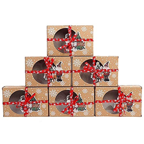 Rheross 12-teiliges Weihnachts-Keksboxen, lebensmittelechtes Kraftpapier, Backbox zum Verpacken von Kuchen, Gebäck bei Weihnachtsfeiern von Rheross