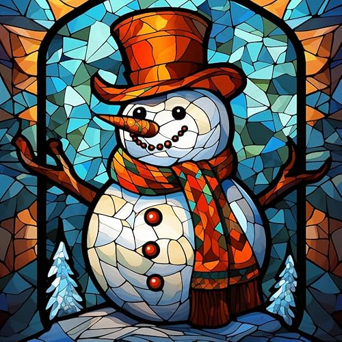 Rheskbecy Christmas Diamond Painting Set für Erwachsene,DIY 5D diamond painting weihnachten bilder Schneemann,Diamond Painting für Kinder,Home Wall Decor 30x30cm von Rheskbecy