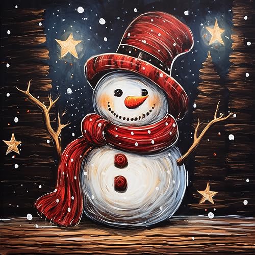 Rheskbecy Christmas Diamond Painting Set für Erwachsene,DIY 5D diamond painting weihnachten bilder Schneemann,Diamond Painting für Kinder,Home Wall Decor 30x30cm von Rheskbecy