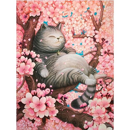 Rheskbecy Diamond Painting für Erwachsene,DIY 5D Diamant Painting Home Wall Decor,AB-Diamond Painting Katze auf einem Baum 35x45cm von Rheskbecy