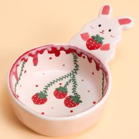 Erdbeer-Häschen-Sauciere Und Kaffeelöffel Handgemachte Keramik Niedlichen Häschen Minischüssel Für Dips Rosa Geschenk Salate Creme Niedlich Dishware von RhineGlowCreations