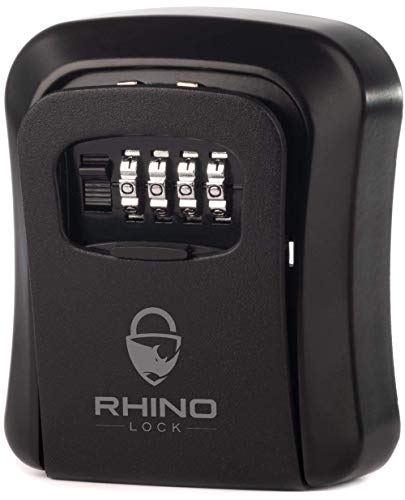 Rhino Lock - Schlüsseltresor mit 4-stelligem Zahlencode, Safe für Schlüssel & Geld, Outdoor für Haus, Garage, Schule (Mittel - Schwarz) von Rhino Lock