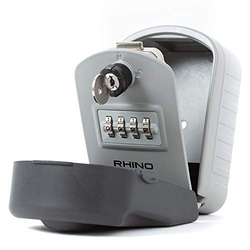 Rhino Lock – Kombi Schlüsseltresor zur Wandmontage - Schließfach/Schlüsselkasten Großer Innenraum für Schlüssel mit 4-stelligem Code, Notschlüsselzugang & patentiertem Code-Wiederherstellungssystem von Rhino Lock