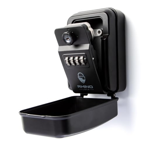 Rhino Lock Secure Pro Mk 2 – Kombinationsschlüsseltresor zur Wandmontage – Schlosskasten/Schlüsselbox – großer interner Stauraum für Schlüssel mit 4-stelligem Schloss, Notfallschlüsselzugang und von Rhino Lock