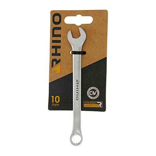 Rhino 10 mm Ringmaulschlüssel, Klemme, Ringschlüssel und Ringmaulschlüssel, 10 mm Durchmesser, hohe Qualität, aus Stahl (Chrom-Vanadium), verschiedene Größen erhältlich von Rhino