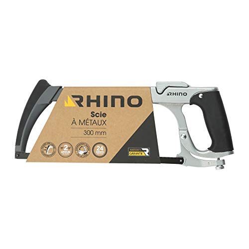 Rhino 35002 Metallsäge 300 mm 300 mm – Handsäge – Gestell aus Aluminium – Länge 24 Zähne/Zoll – 2 Schnittwinkel – schneller Wechsel der Klinge – Griffe Komfort-Griff – lebenslange Garantie, 300 mm von Rhino