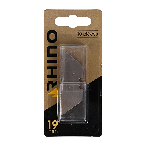 RHINO 060552 10 Klingen 18 mm für Teppichmesser, 10 Stück Linoleumblätter – Klingenbreite 19 mm – passend für Teppichmesser von Rhino