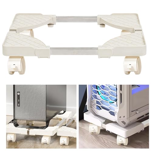 PC Ständer: Universal Einstellbarer CPU Halter Mit 4 Rollen - Unter Schreibtisch Computer Tower Holder Cart für Desktop-Computer oder Computergehäuse Hauptrahmen (Weiß) PC Ständer: Universal Einstellbarer CPU Halter Mit 4 Rollen - Unter Schreibtisch Computer Tower Holder Cart für Desktop-Computer oder Computergehäuse Hauptrahmen (Weiß) von Rhitchy