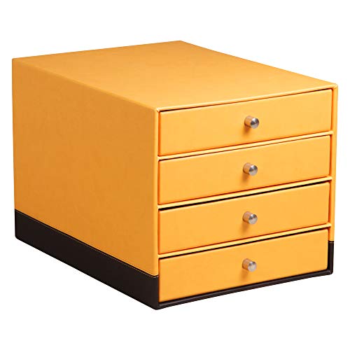 Rhodia 118860C Schubladenbox (mit 4 Schubladen, 24,8 x 32,7 x 22,8 cm, aus italienischem Kunstleder, ideal für Ihre Organisation, elegant und stabil) orange von Rhodia