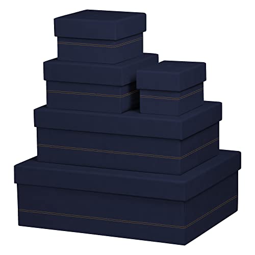 Rhodia 194557C - Set mit 5 Boxen, small, viereckig 16x16 cm, viereckig 20x20 cm, medium und large, elegant aus Kunstleder, ideal für Ihre Organisation, 1 Set, Nachtblau von Rhodia