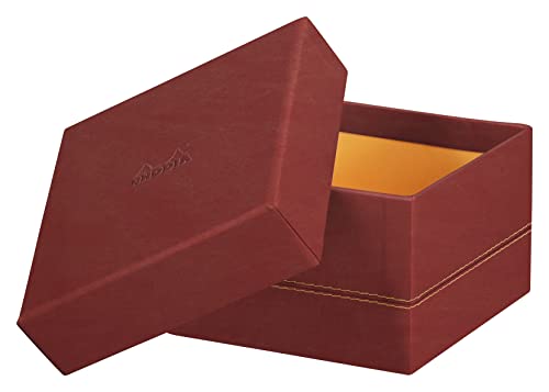 Rhodia 194561C - Set mit 5 Boxen, small, viereckig 16x16 cm, viereckig 20x20 cm, medium und large, elegant aus Kunstleder, ideal für Ihre Organisation, 1 Set, Nacarat Rot von Rhodia