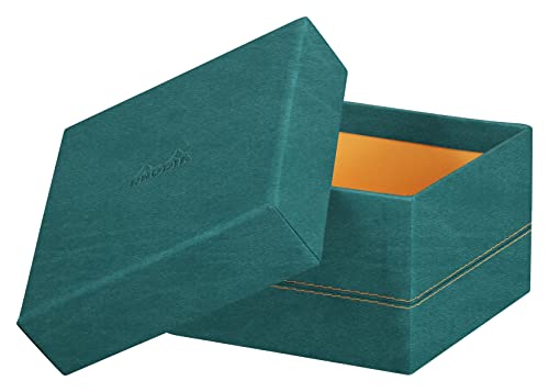 Rhodia 194566C - Set mit 5 Boxen, small, viereckig 16x16 cm, viereckig 20x20 cm, medium und large, elegant aus Kunstleder, ideal für Ihre Organisation, 1 Set, Pfaugrün von Rhodia