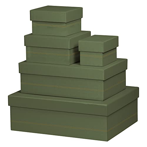 Rhodia 194567C - Set mit 5 Boxen, small, viereckig 16x16 cm, viereckig 20x20 cm, medium und large, elegant aus Kunstleder, ideal für Ihre Organisation, 1 Set, Seegrün von Rhodia